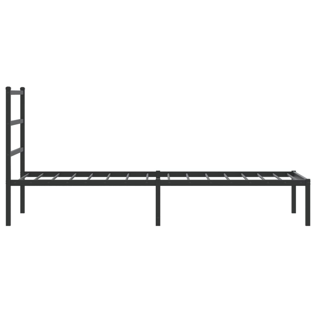 Metal Bed Frame without Mattress with Headboard Black 75x190cm