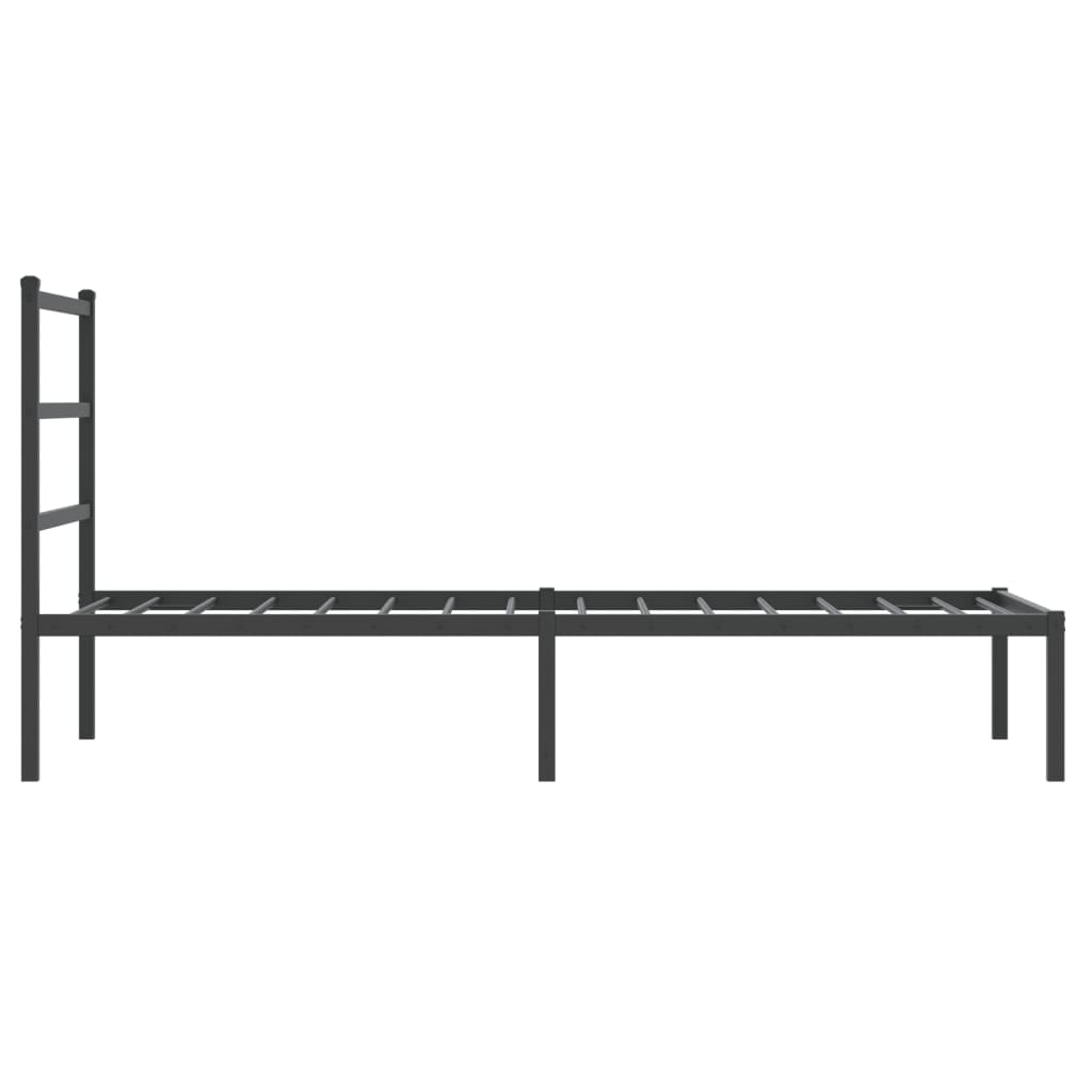Metal Bed Frame without Mattress with Headboard Black 90x190cm