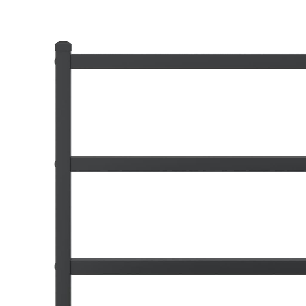Metal Bed Frame without Mattress with Headboard Black 90x190cm