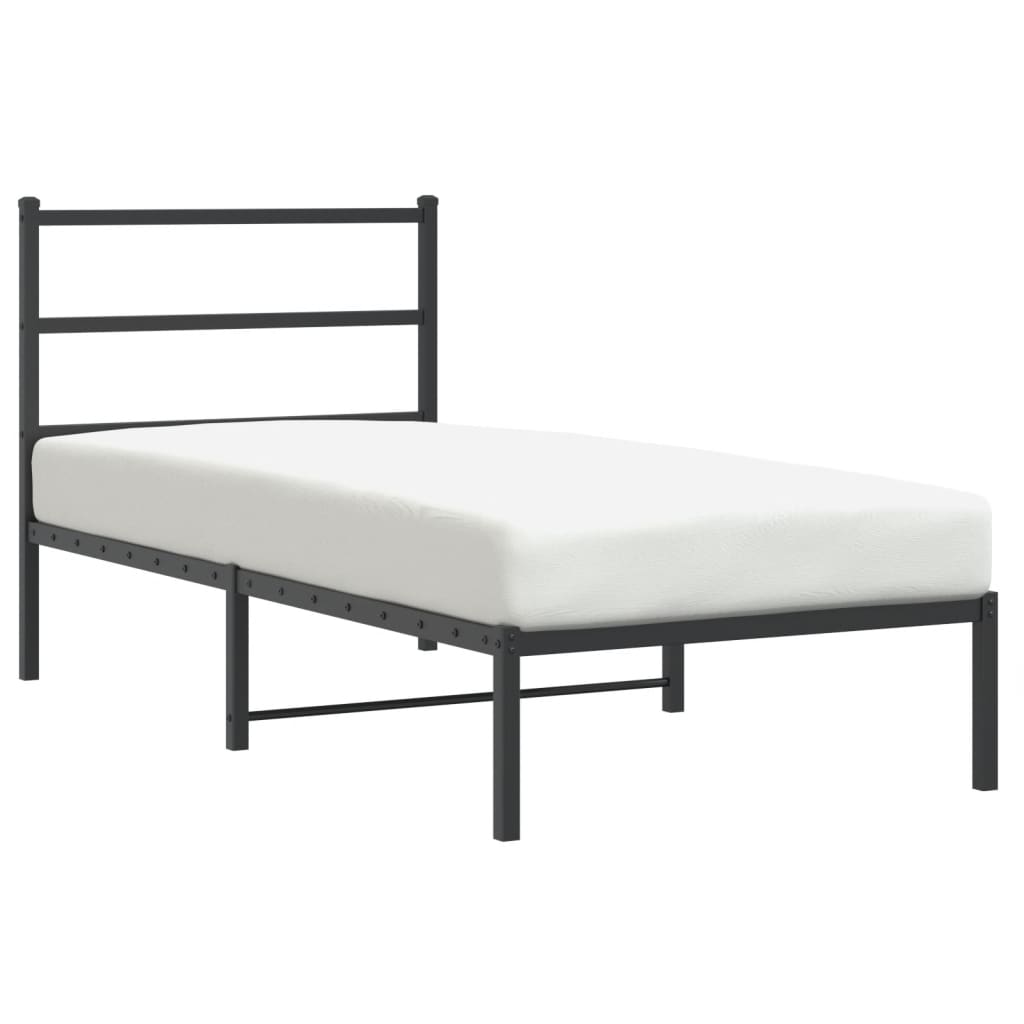 Metal Bed Frame without Mattress with Headboard Black 90x200cm