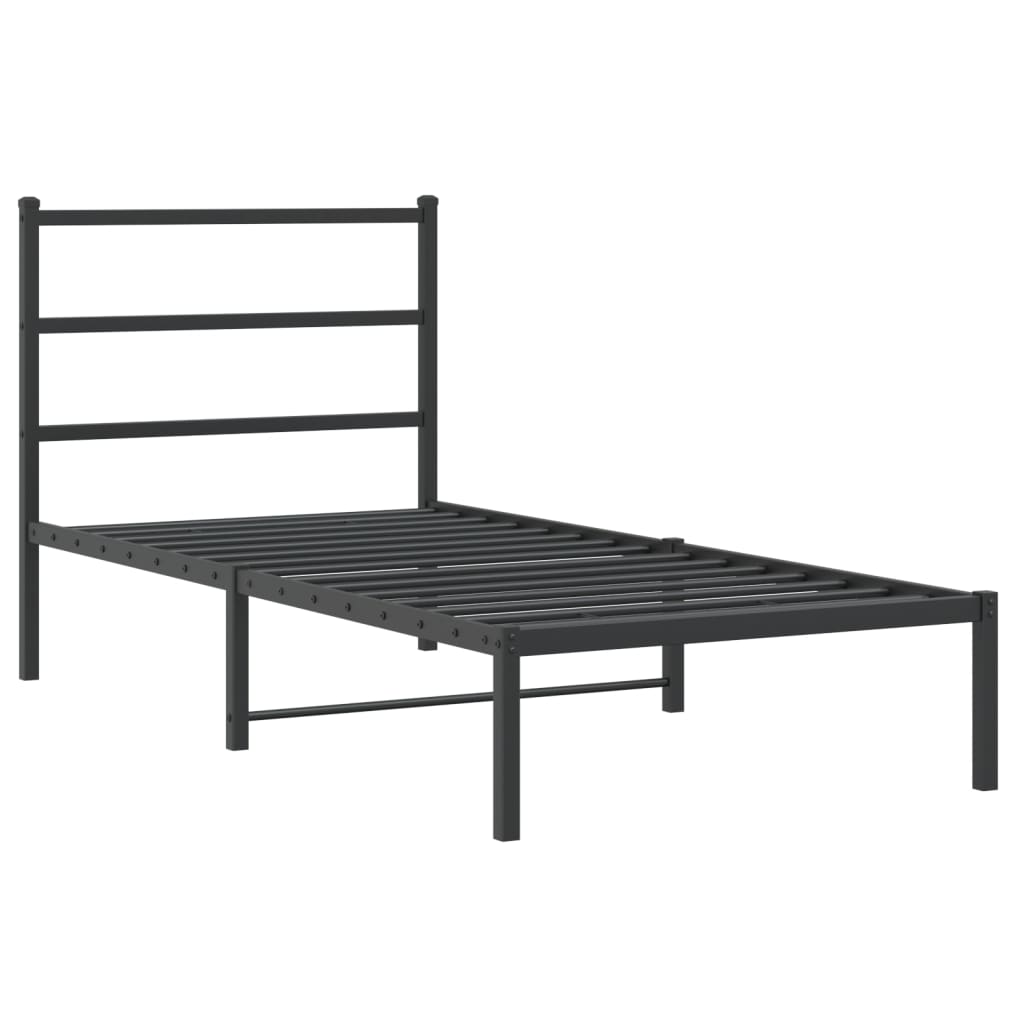Metal Bed Frame without Mattress with Headboard Black 90x200cm