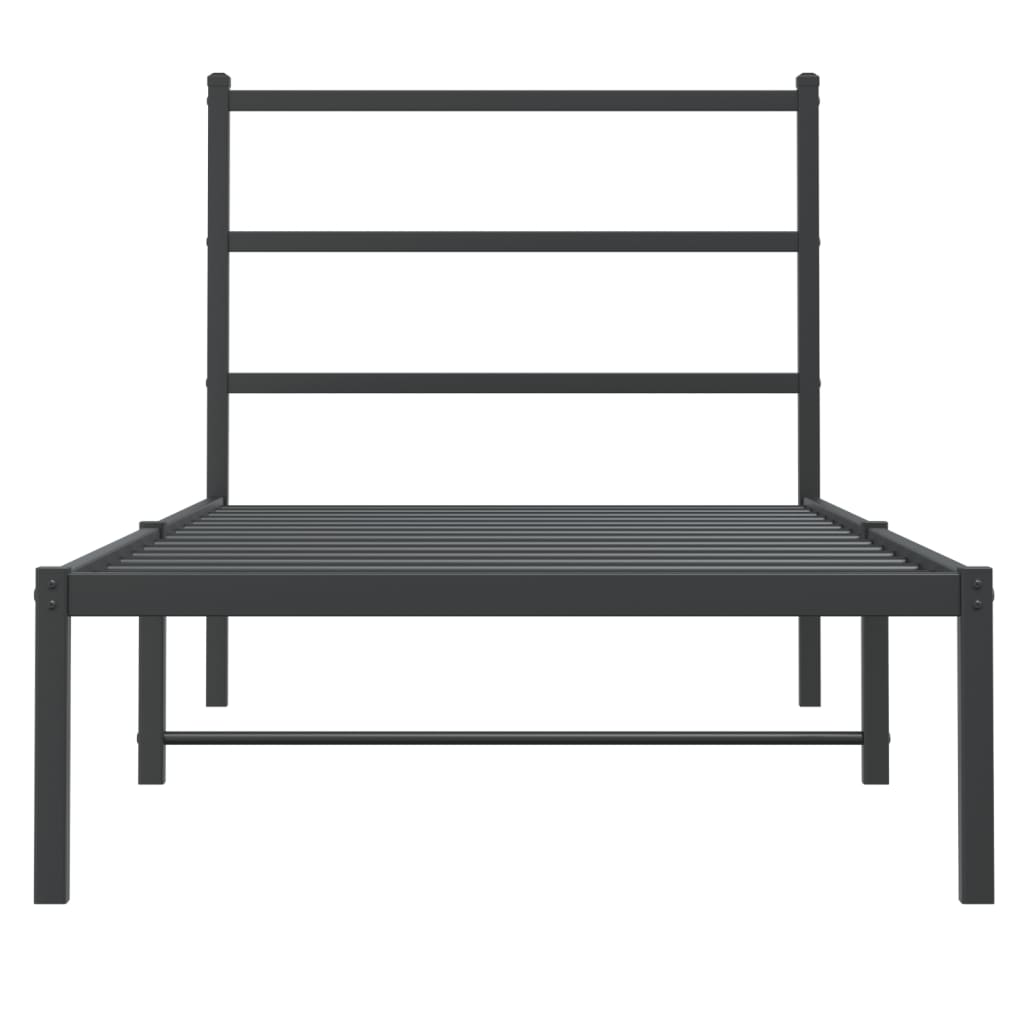 Metal Bed Frame without Mattress with Headboard Black 90x200cm