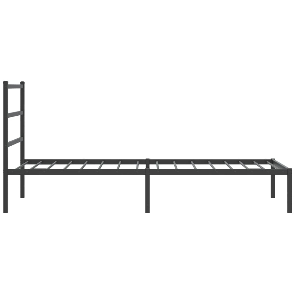Metal Bed Frame without Mattress with Headboard Black 100x190cm