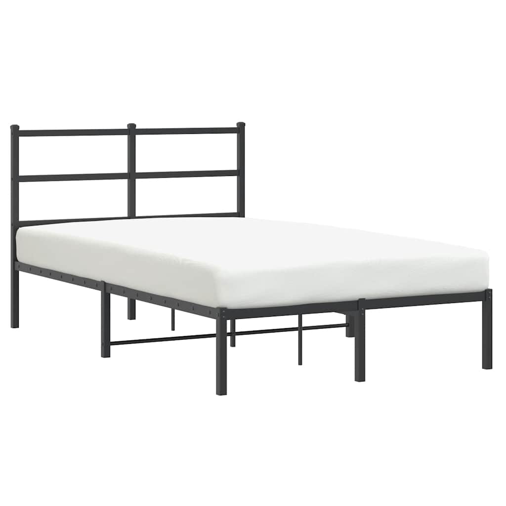 Metal Bed Frame without Mattress with Headboard Black 120x190cm