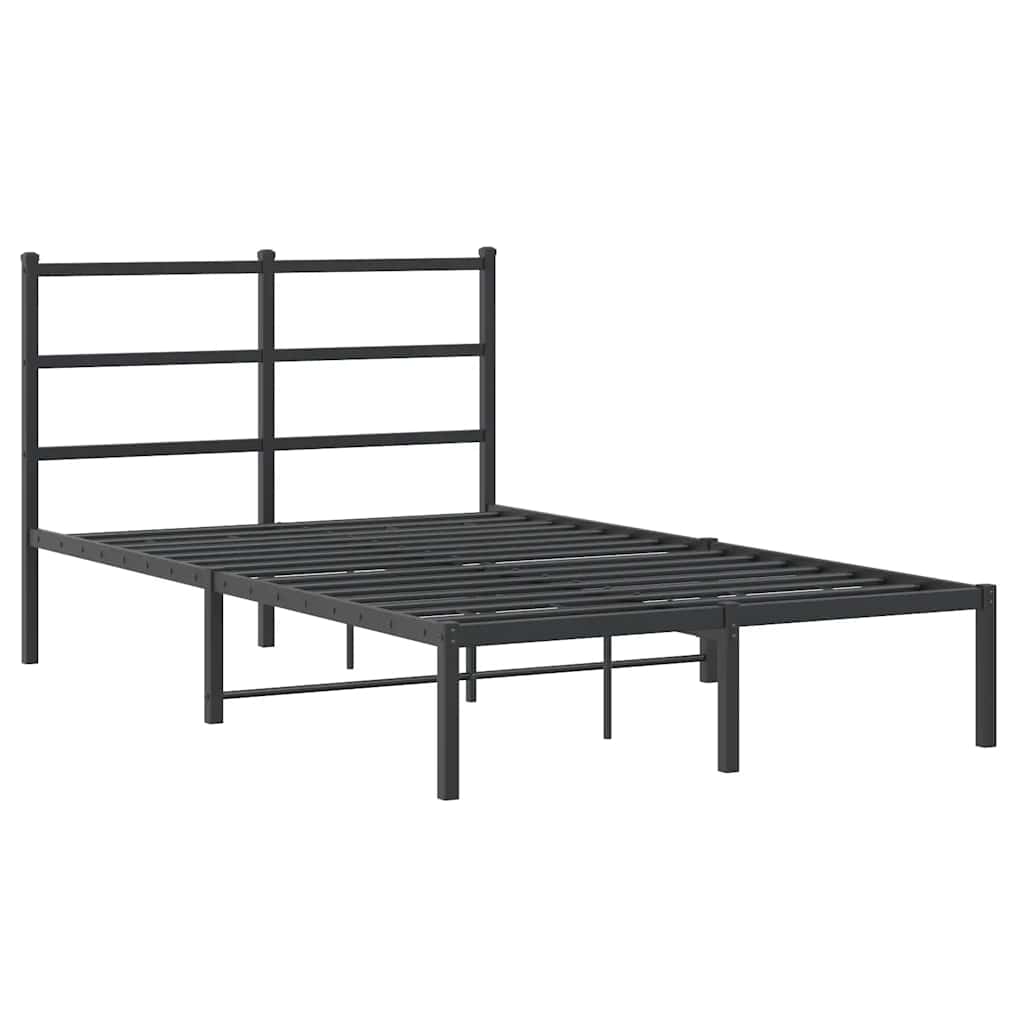 Metal Bed Frame without Mattress with Headboard Black 120x190cm