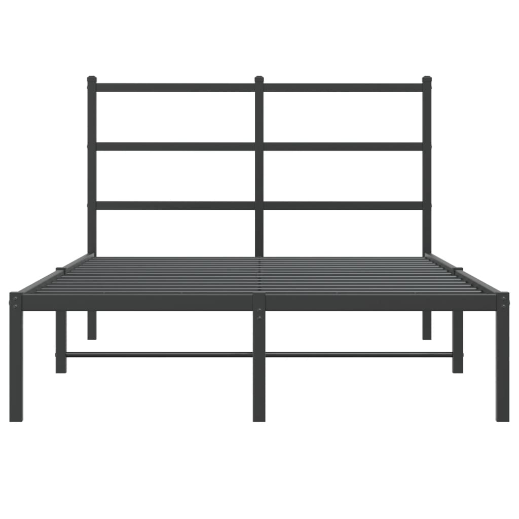 Metal Bed Frame without Mattress with Headboard Black 120x190cm