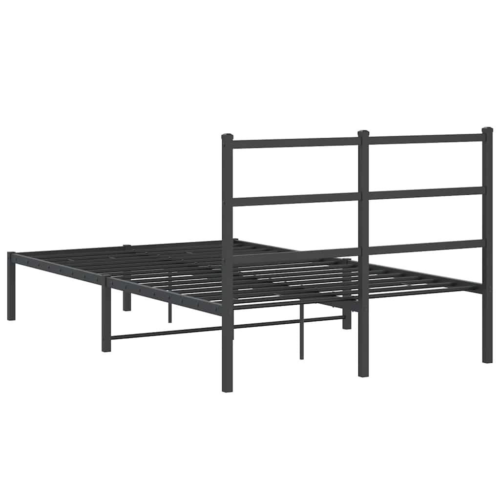 Metal Bed Frame without Mattress with Headboard Black 120x190cm