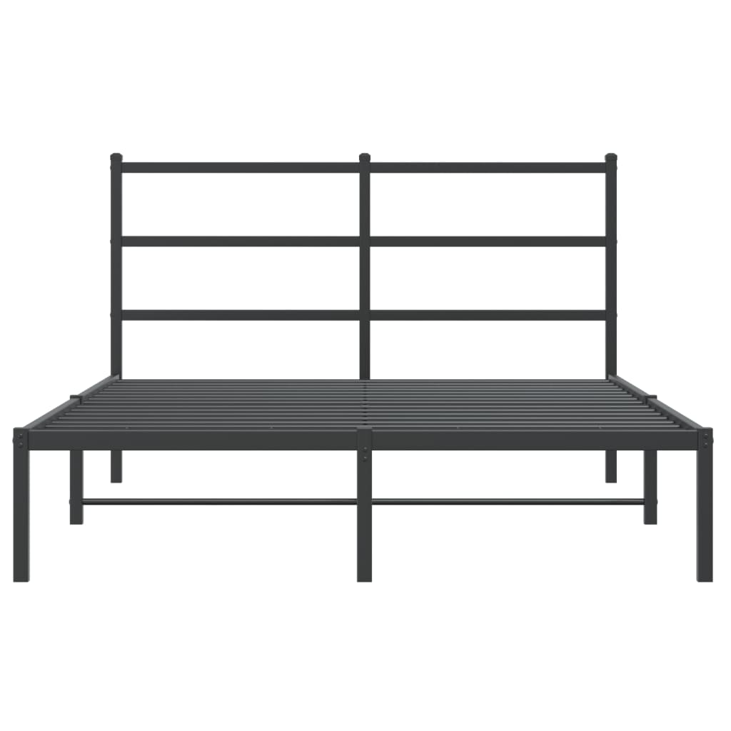 Metal Bed Frame without Mattress with Headboard Black 135x190cm