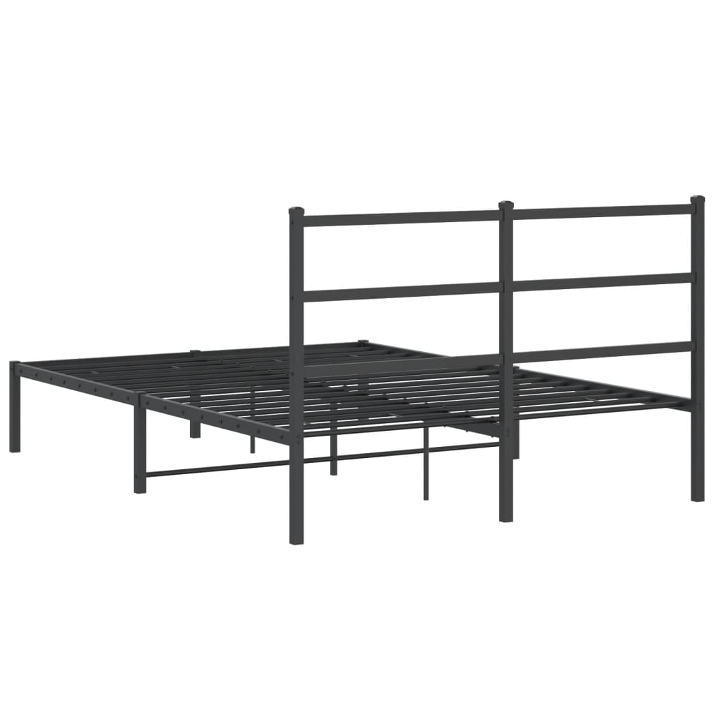 Metal Bed Frame without Mattress with Headboard Black 135x190cm