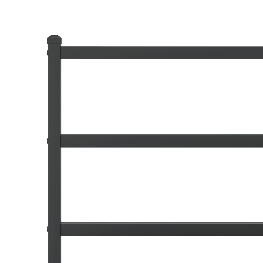 Metal Bed Frame without Mattress with Headboard Black 135x190cm