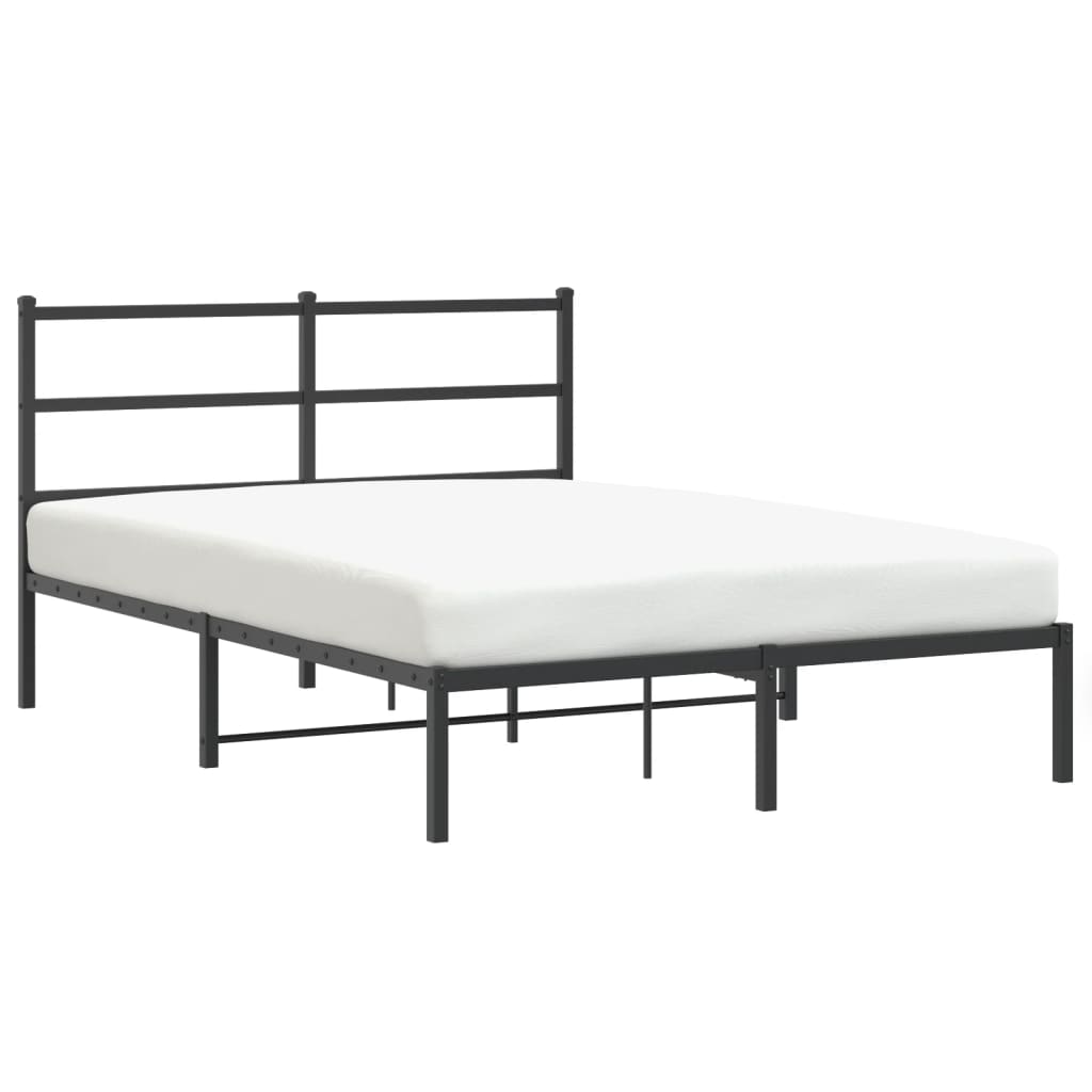 Metal Bed Frame without Mattress with Headboard Black 140x190cm