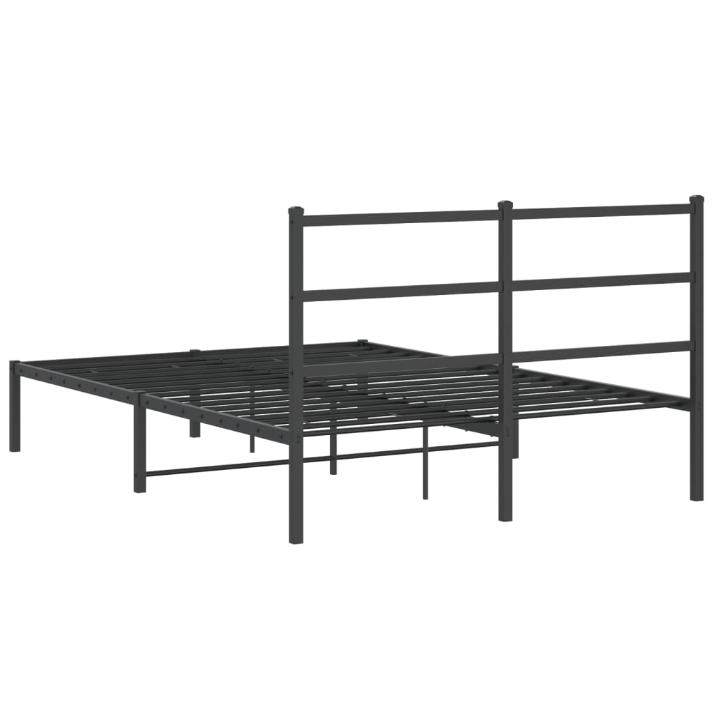 Metal Bed Frame without Mattress with Headboard Black 140x190cm