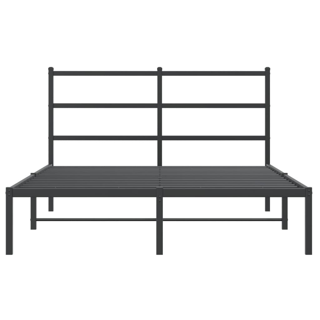 Metal Bed Frame without Mattress with Headboard Black 140x200cm