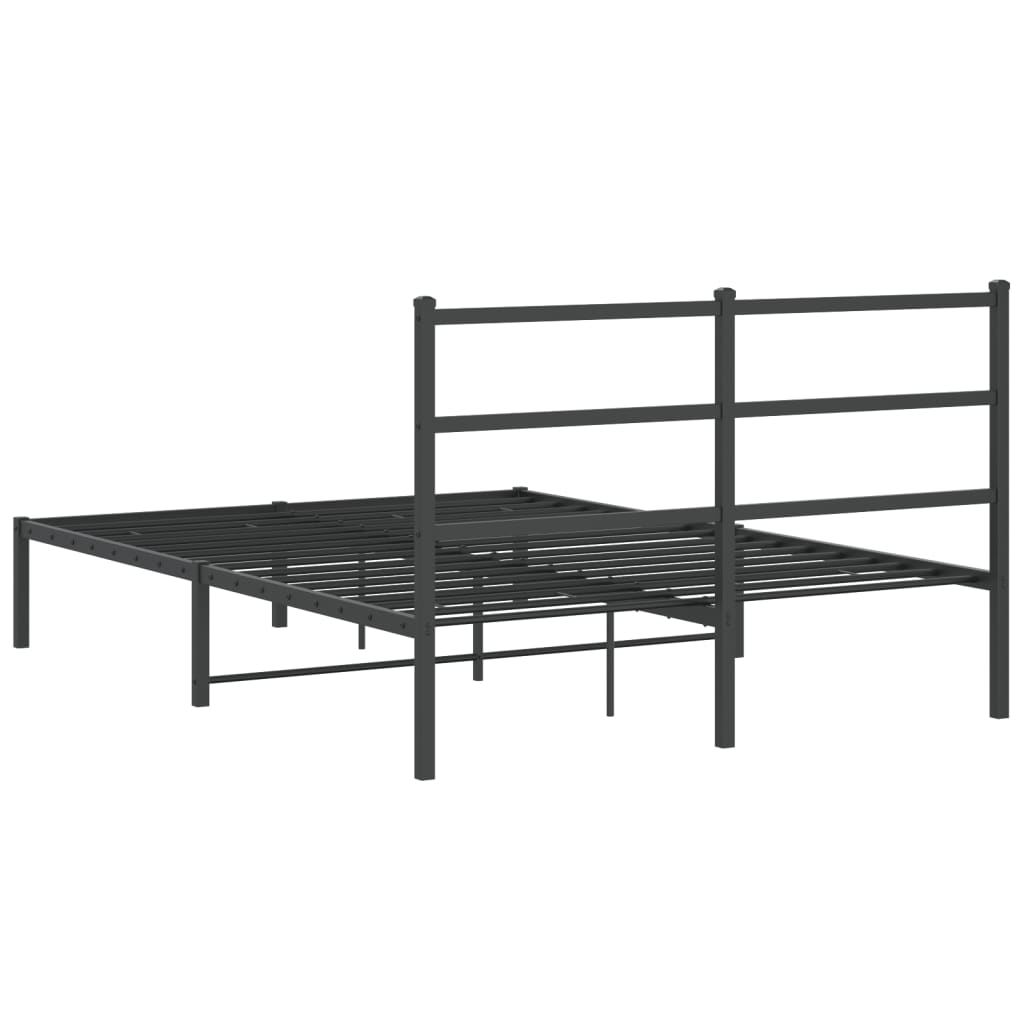 Metal Bed Frame without Mattress with Headboard Black 140x200cm