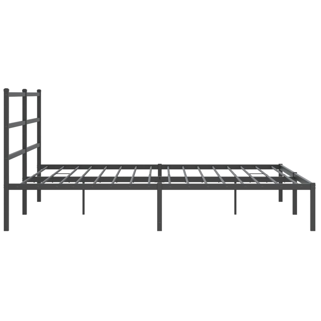 Metal Bed Frame without Mattress with Headboard Black 180x200cm