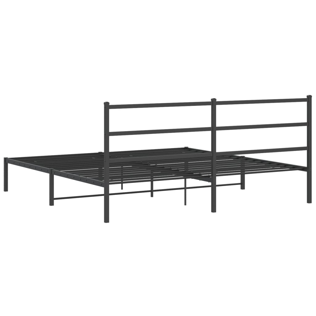 Metal Bed Frame without Mattress with Headboard Black 180x200cm