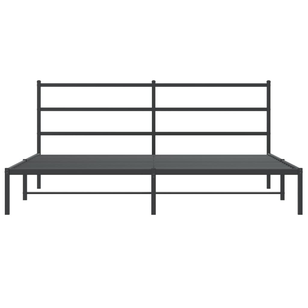 Metal Bed Frame without Mattress with Headboard Black 193x203cm