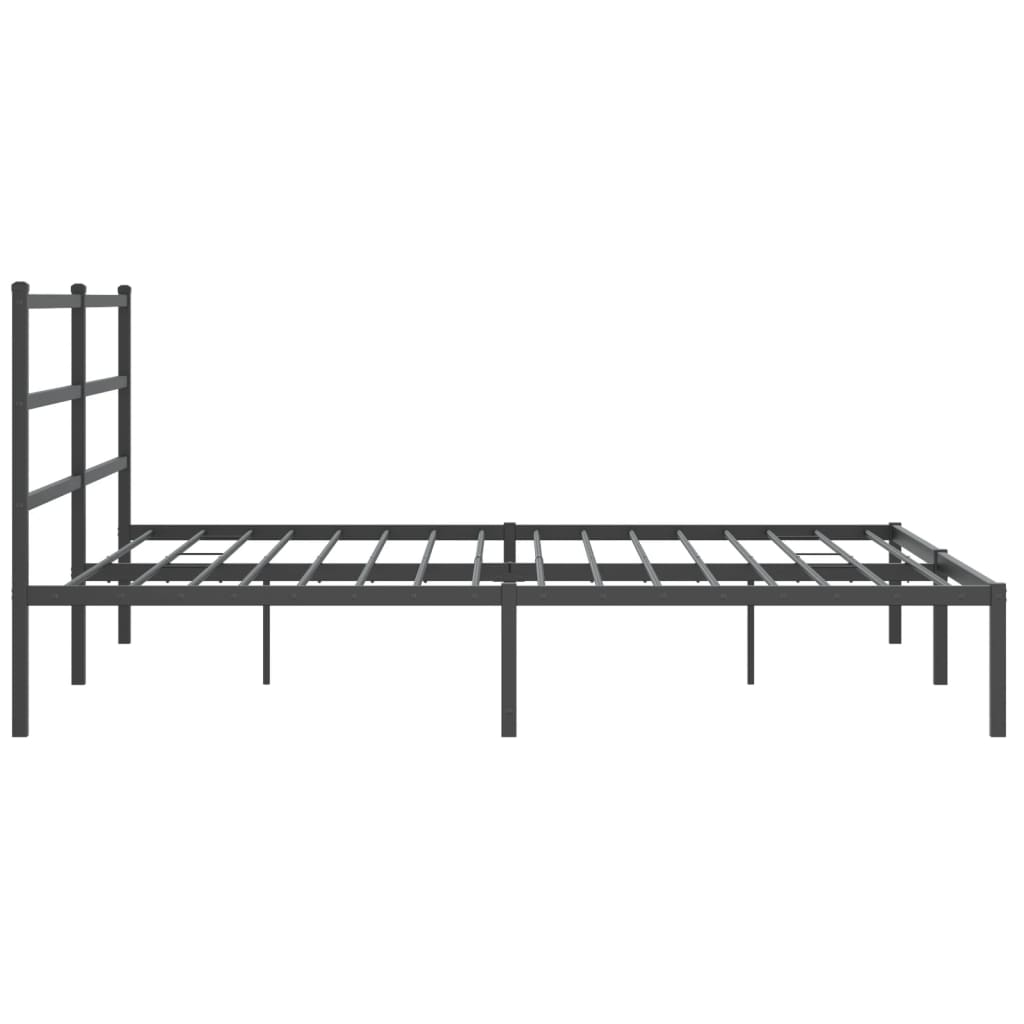 Metal Bed Frame without Mattress with Headboard Black 193x203cm