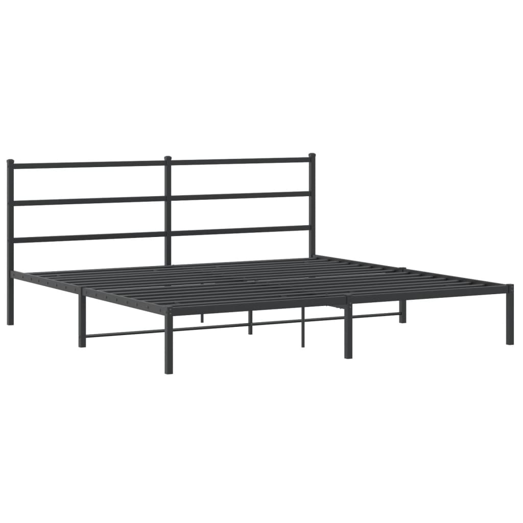Metal Bed Frame without Mattress with Headboard Black 200x200cm
