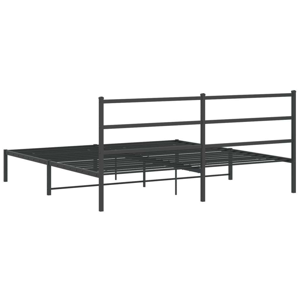 Metal Bed Frame without Mattress with Headboard Black 200x200cm