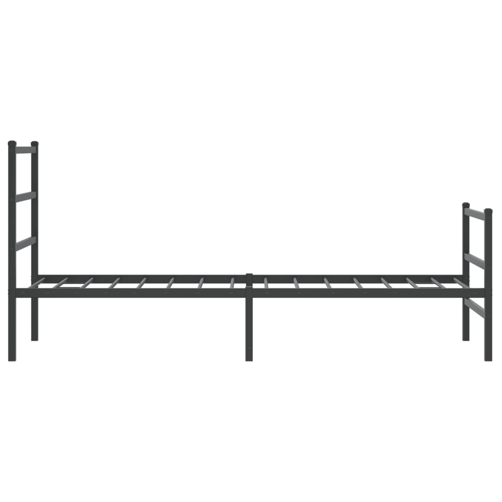 Metal Bed Frame without Mattress with Footboard Black 75x190cm