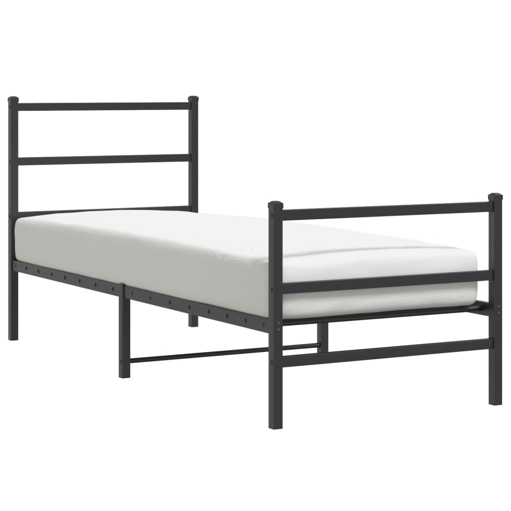 Metal Bed Frame without Mattress with Footboard Black 80x200cm