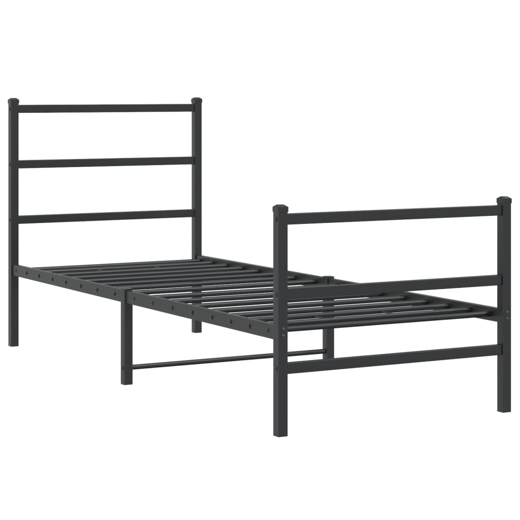 Metal Bed Frame without Mattress with Footboard Black 80x200cm