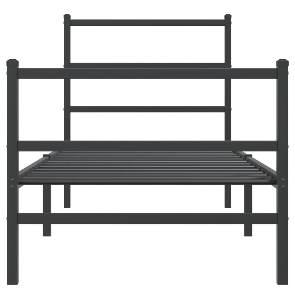 Metal Bed Frame without Mattress with Footboard Black 80x200cm