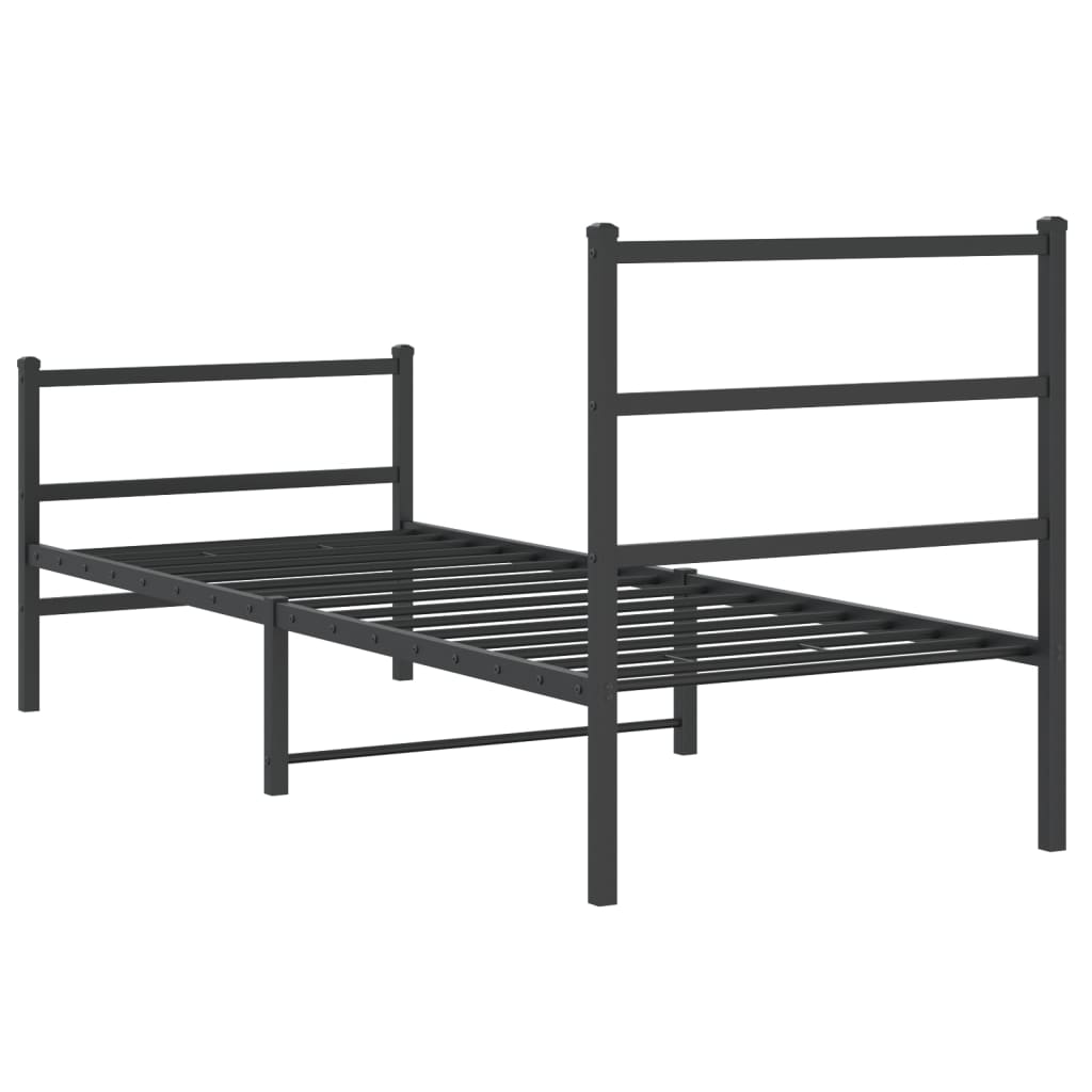 Metal Bed Frame without Mattress with Footboard Black 80x200cm