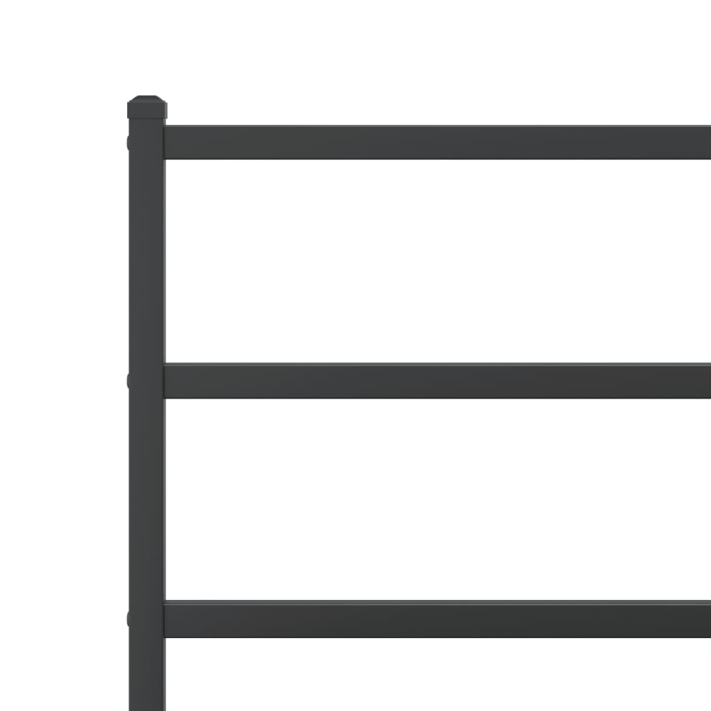Metal Bed Frame without Mattress with Footboard Black 90x190cm