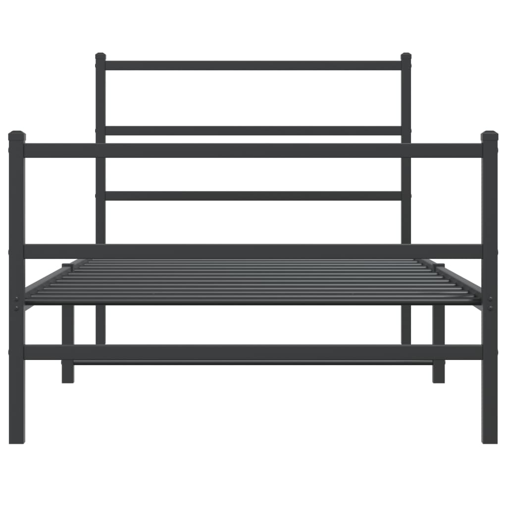 Metal Bed Frame without Mattress with Footboard Black 100x190cm