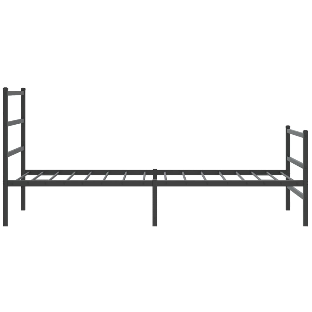 Metal Bed Frame without Mattress with Footboard Black 100x190cm