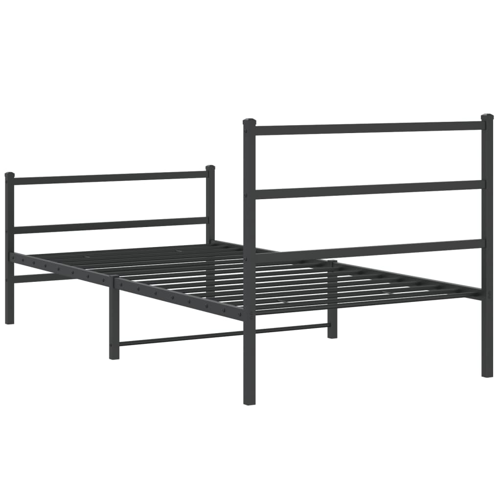 Metal Bed Frame without Mattress with Footboard Black 100x190cm