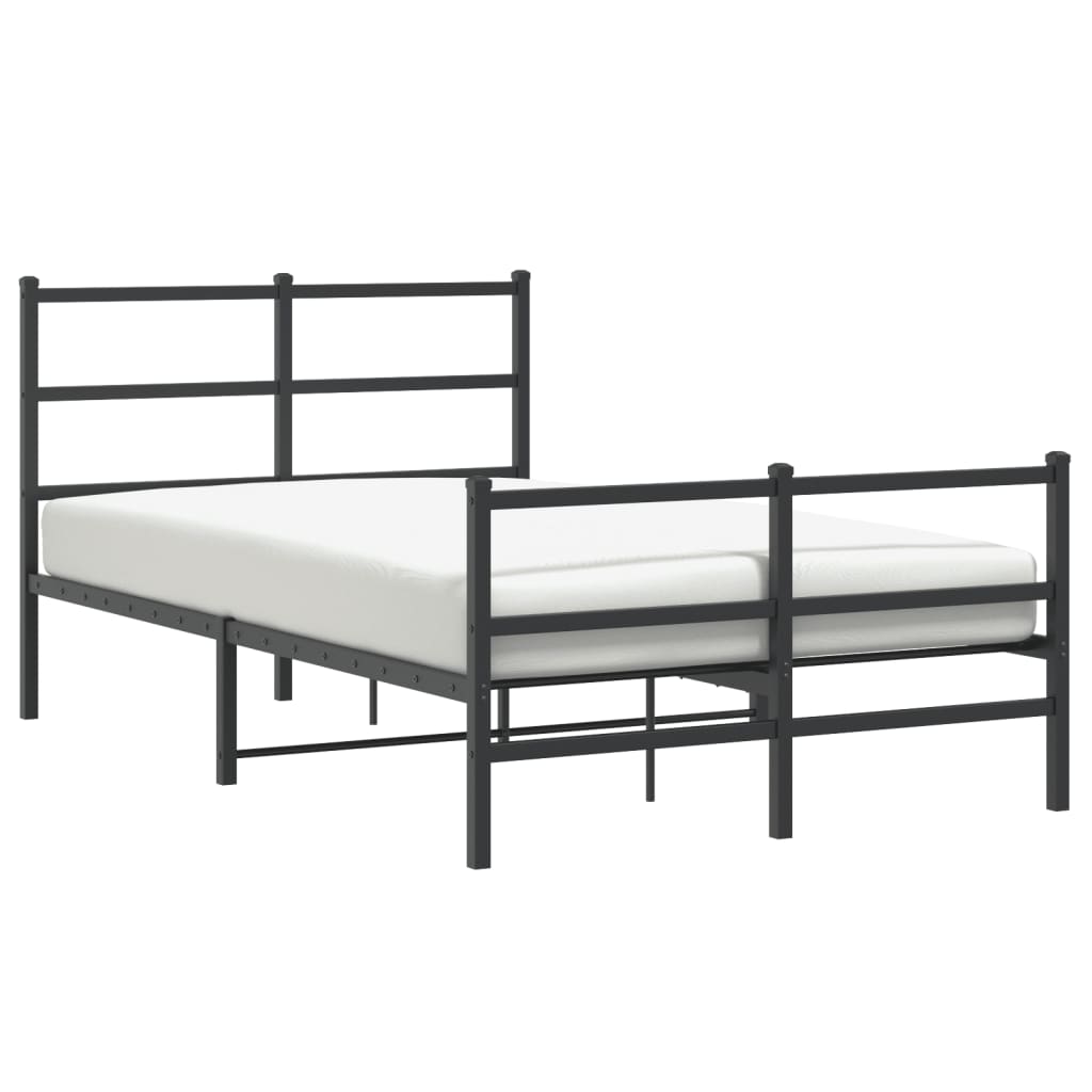 Metal Bed Frame without Mattress with Footboard Black 120x200cm