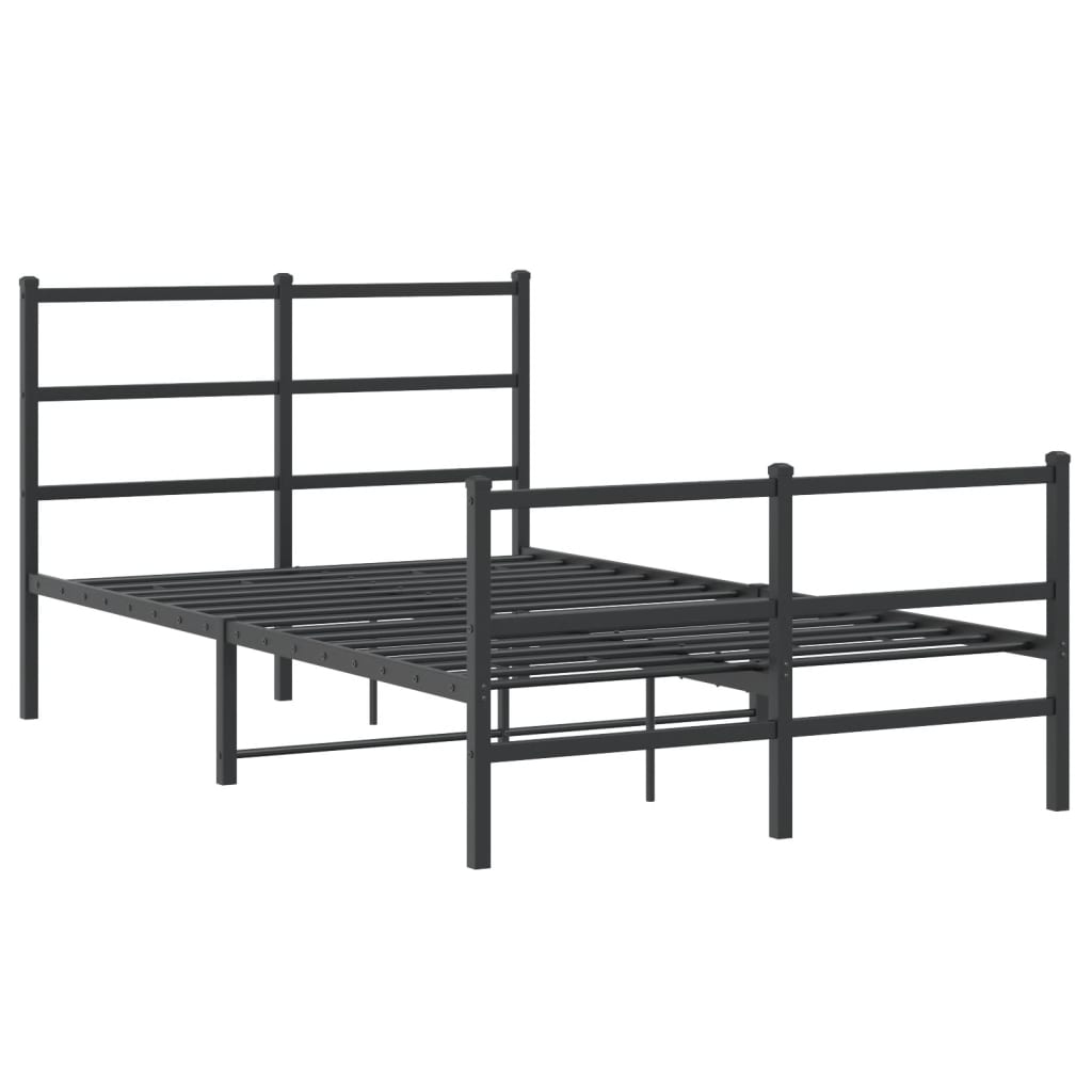 Metal Bed Frame without Mattress with Footboard Black 120x200cm