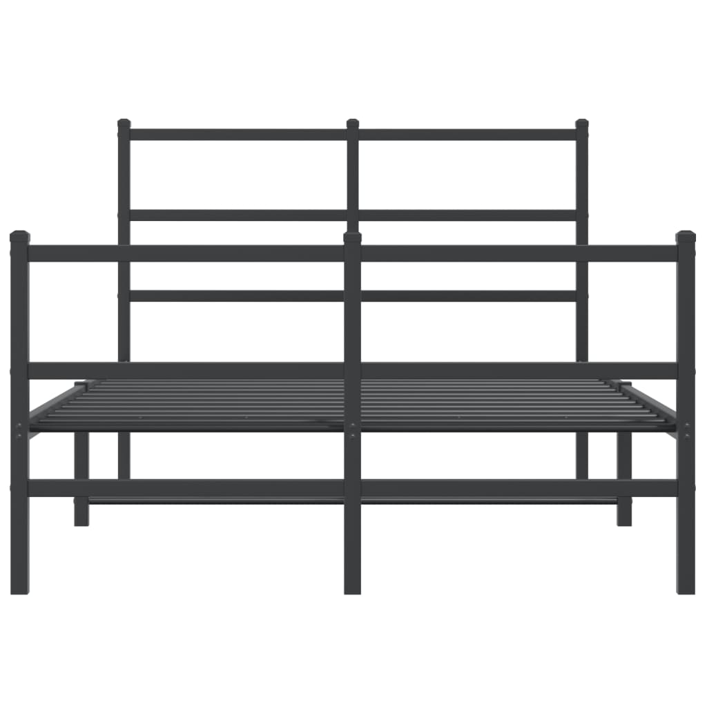 Metal Bed Frame without Mattress with Footboard Black 120x200cm