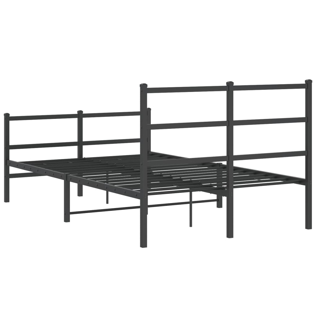 Metal Bed Frame without Mattress with Footboard Black 120x200cm