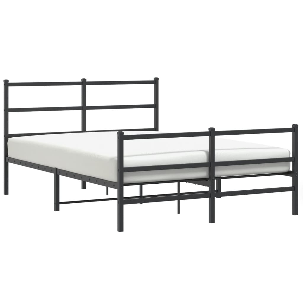 Metal Bed Frame without Mattress with Footboard Black 135x190cm