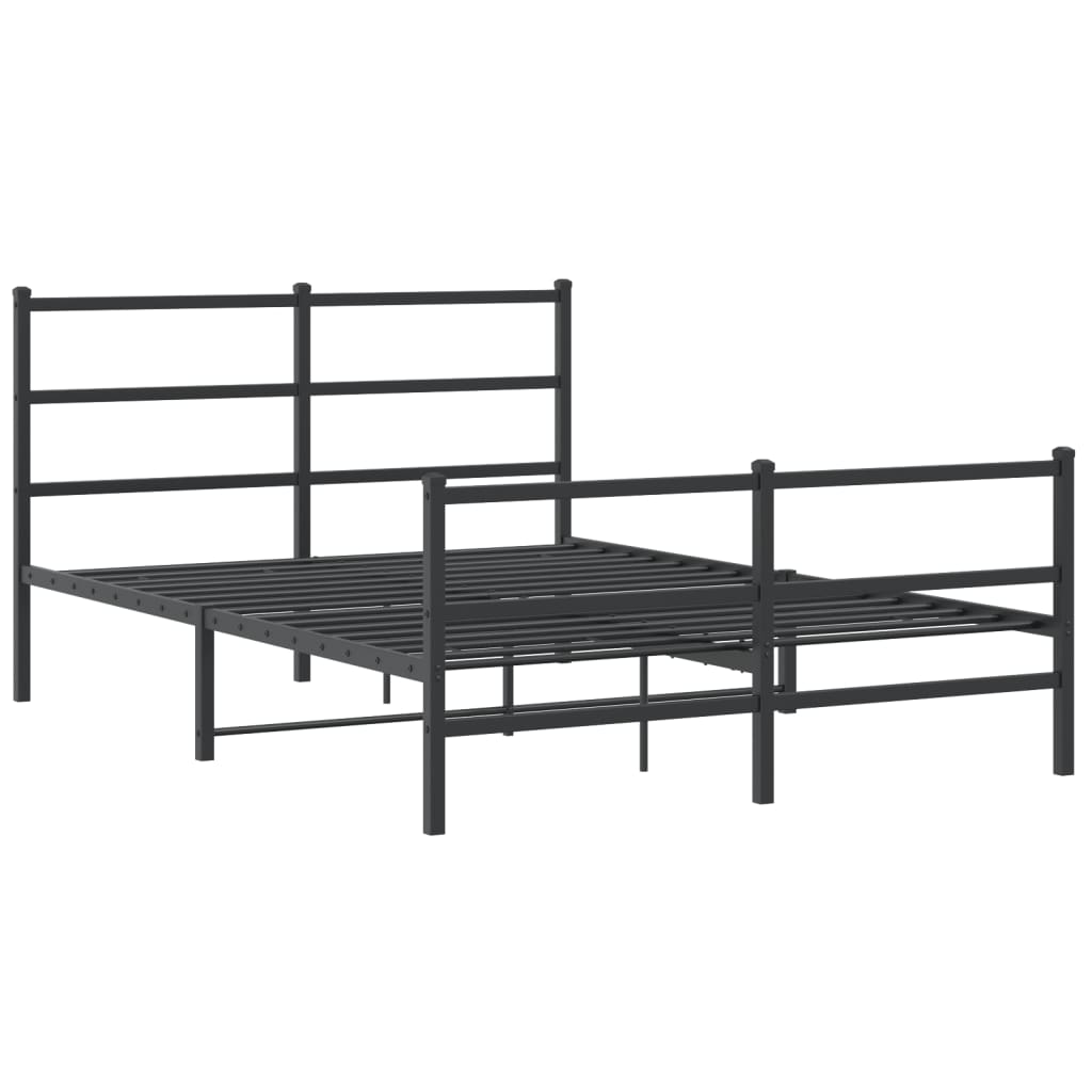 Metal Bed Frame without Mattress with Footboard Black 135x190cm