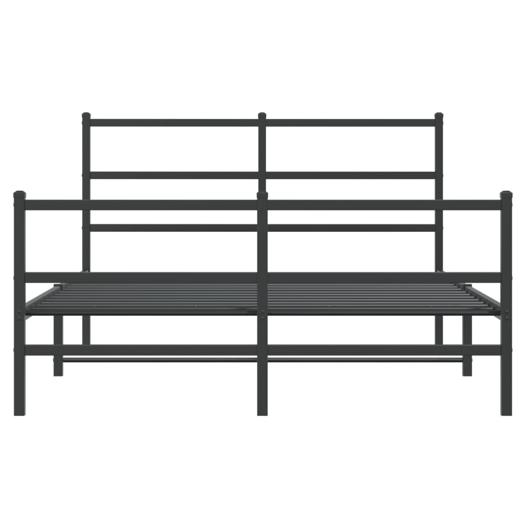 Metal Bed Frame without Mattress with Footboard Black 135x190cm