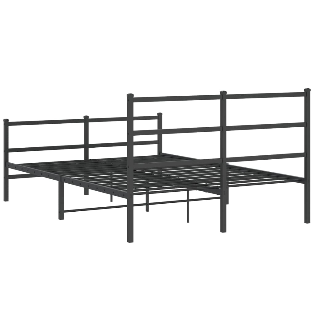 Metal Bed Frame without Mattress with Footboard Black 135x190cm