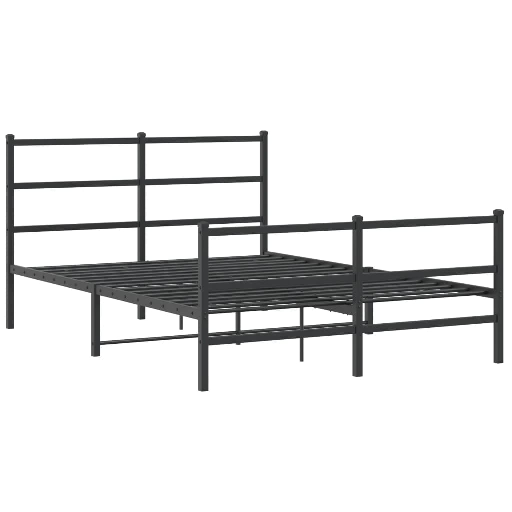 Metal Bed Frame without Mattress with Footboard Black 140x190cm