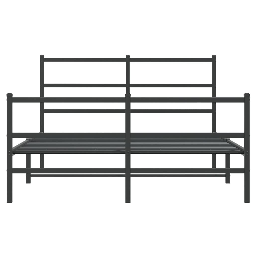 Metal Bed Frame without Mattress with Footboard Black 140x190cm