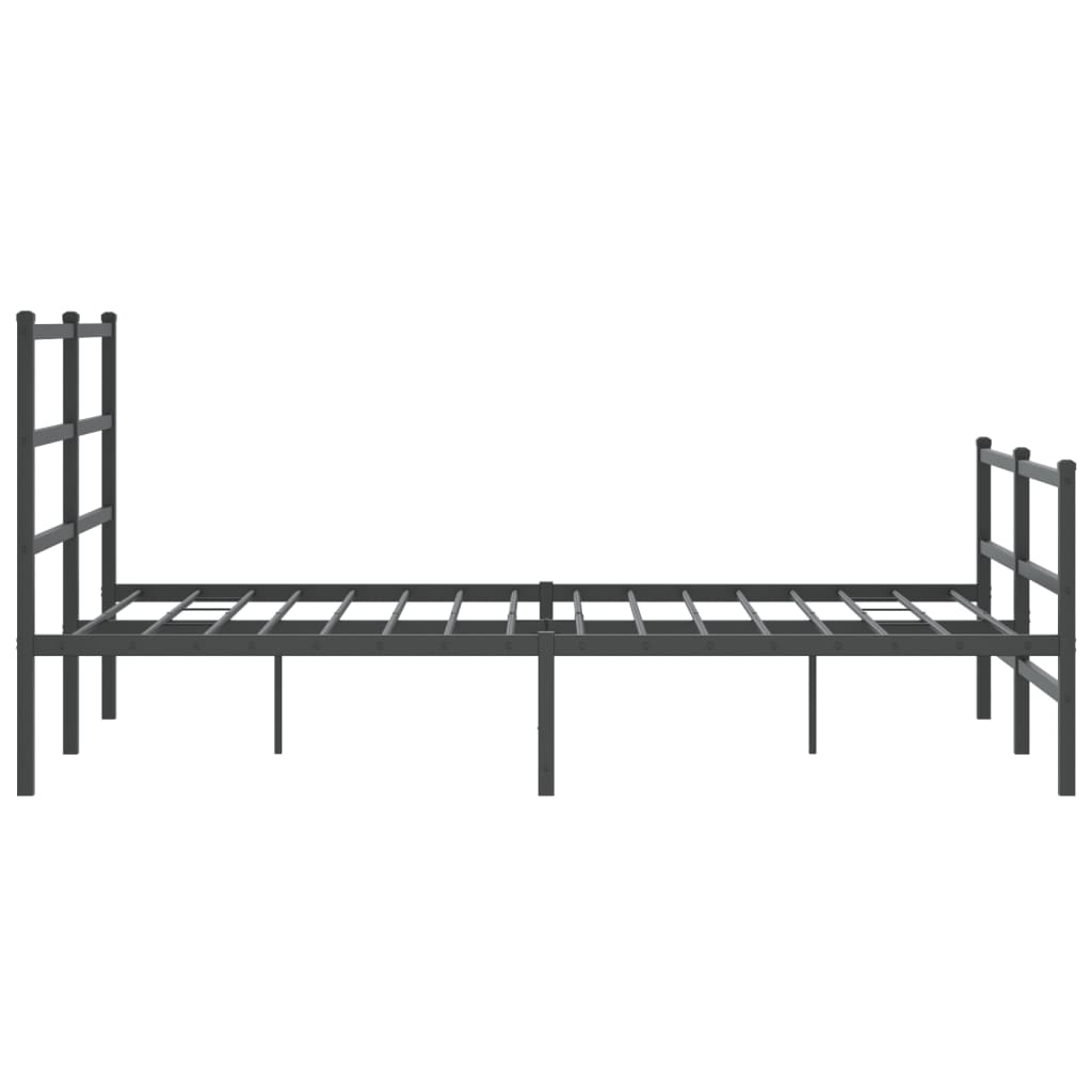 Metal Bed Frame without Mattress with Footboard Black 140x190cm