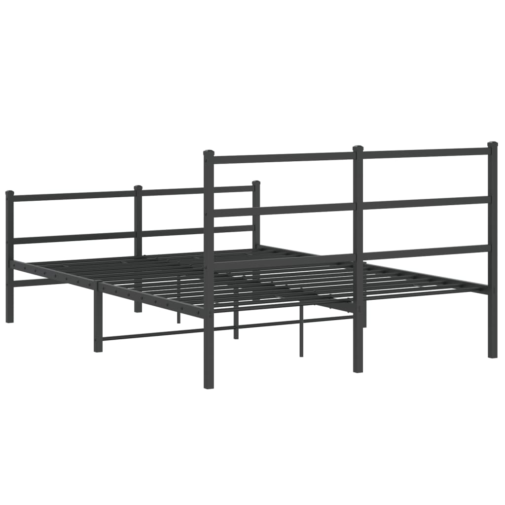 Metal Bed Frame without Mattress with Footboard Black 140x190cm