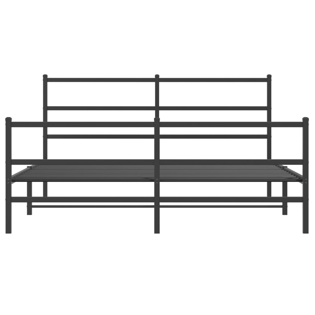 Metal Bed Frame without Mattress with Footboard Black 150x200cm