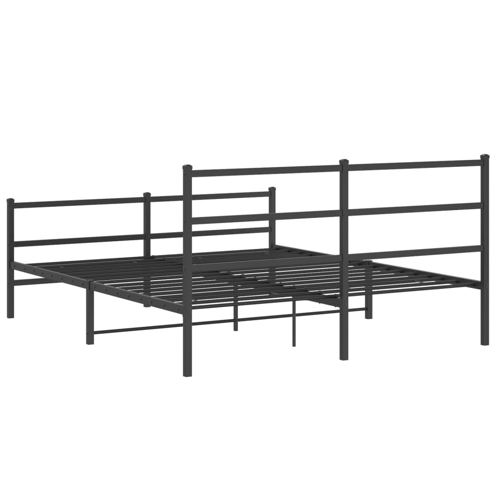 Metal Bed Frame without Mattress with Footboard Black 150x200cm