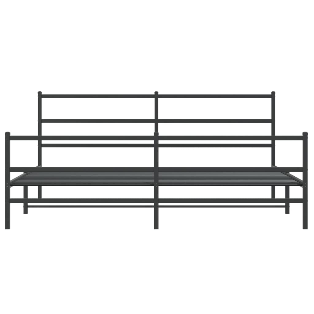 Metal Bed Frame without Mattress with Footboard Black 193x203cm