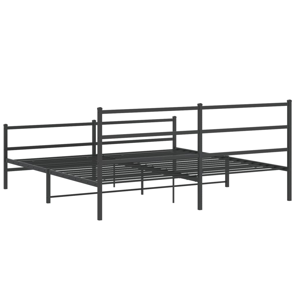 Metal Bed Frame without Mattress with Footboard Black 193x203cm