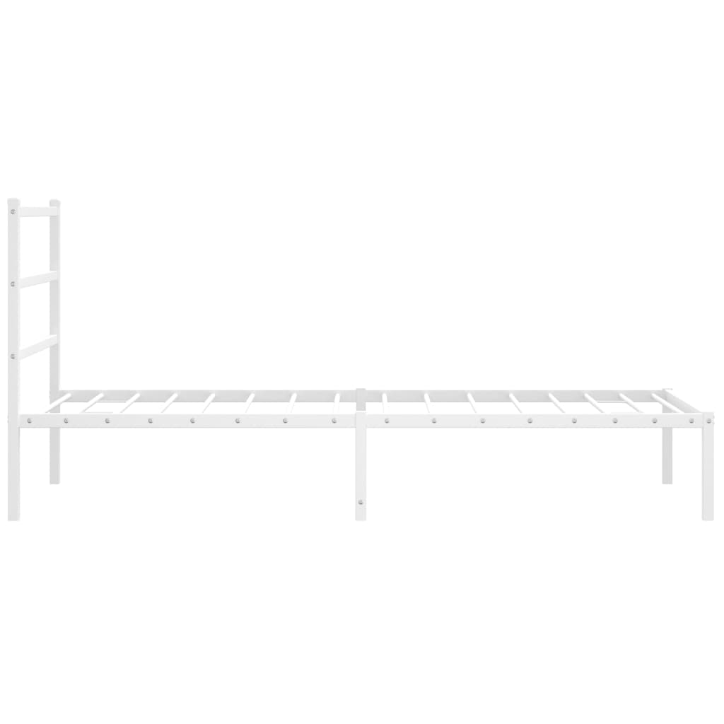 Metal Bed Frame without Mattress with Headboard White 107x203cm